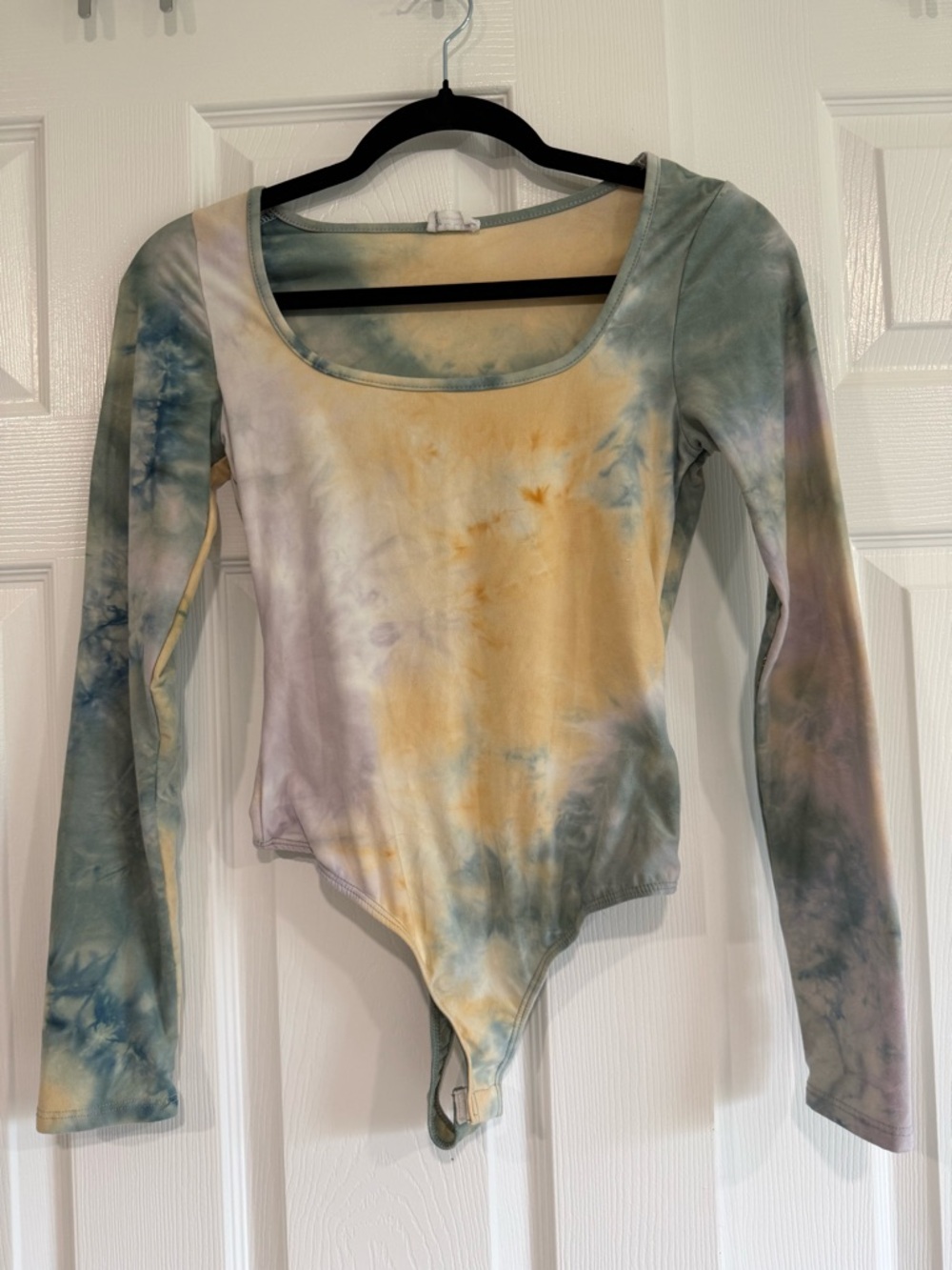 Tie-Dye Long Sleeve Scoop Neck Bodysuit - Multicolor